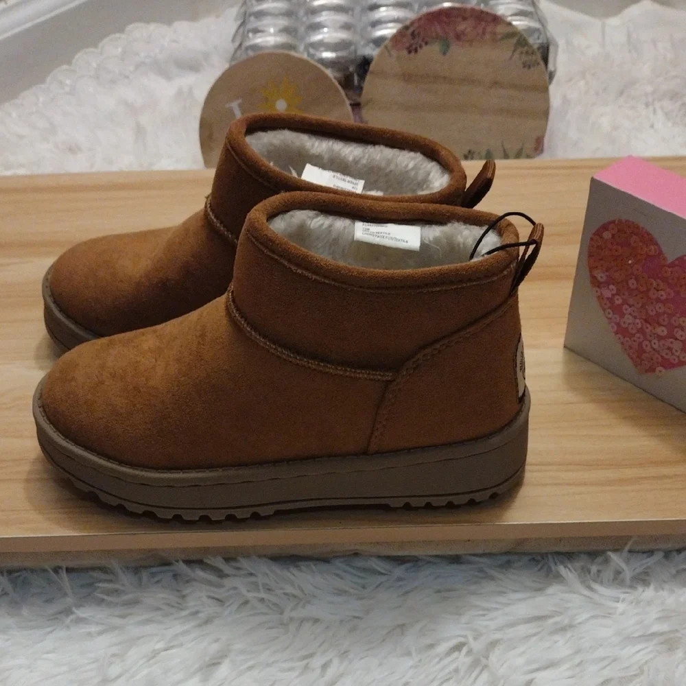 White Mountain Kids Brown Fleece Lined Boots Girl Size 12 🆕